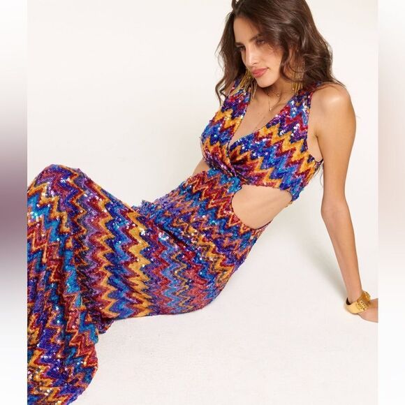$795 Ramy Brook sequence it out Teah Gown NWT size 0 - Picture 1 of 13